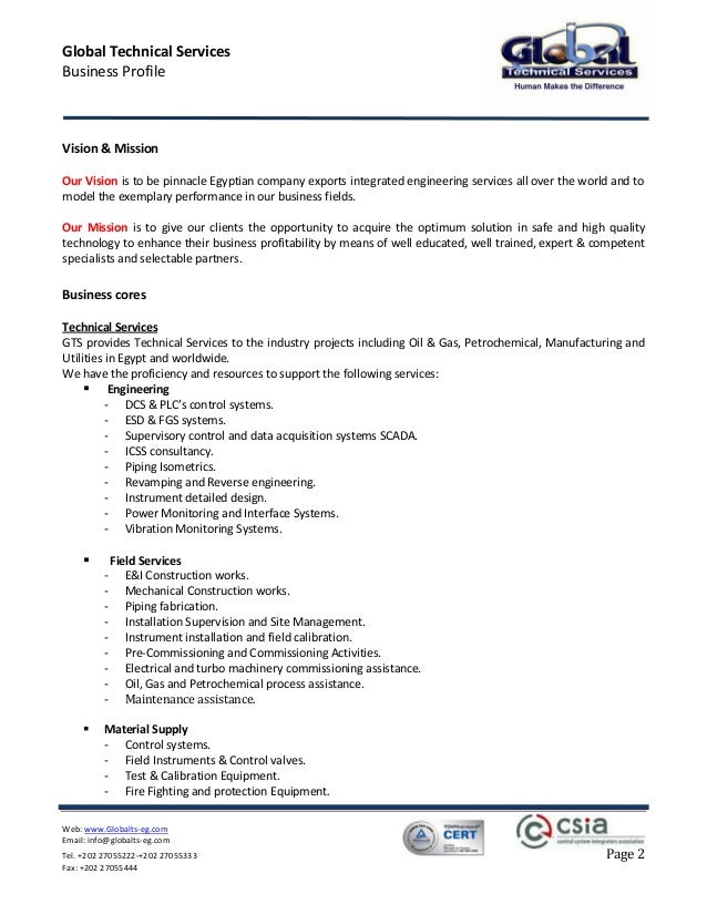 Construction Company Profile Sample Document