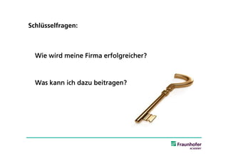 Schlüsselfragen:



  Wie wird meine Firma erfolgreicher?



  Was kann ich dazu beitragen?
 