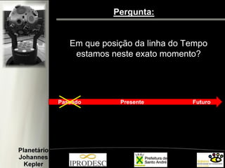 Pergunta: 
Em que posição da linha do Tempo estamos neste exato momento? 
Passado 
Presente 
Futuro  