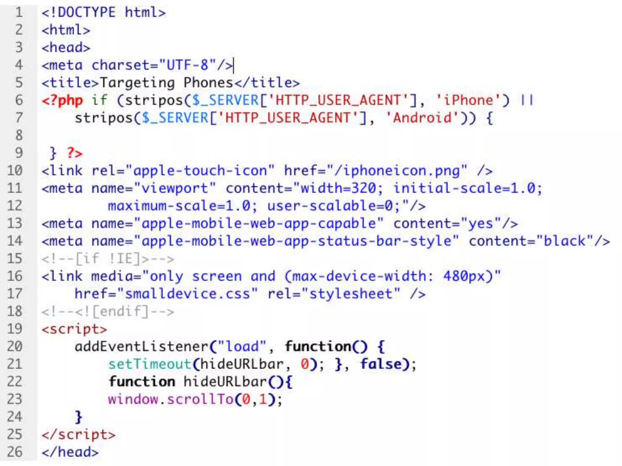 Mobile web app settings<link rel="apple-touch-startup-image" href="/startup.png"><meta name="apple-mobile-web-app-capable" content="yes" />  <meta name="apple-mobile-web-app-status-bar-style" content=“default || black || black-translucent" /> (iPhone only)20