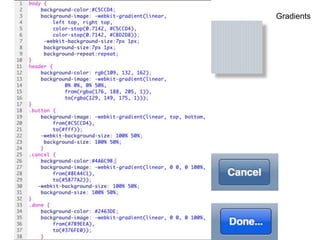 Targeting MobileViewport:<meta name="viewport" content="width=980”/><meta name="viewport" content="width=device-width”/><meta name="viewport"            content="user-scalable=no, width=device-width"/>Prohibit Zoom / Pinch:<meta name="viewport" content="width=device-width,             minimum-scale=1.0, maximum-scale=1.0" /> 21