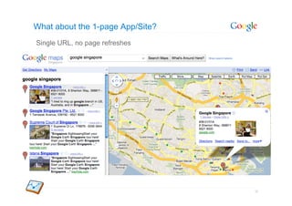 What about the 1-page App/Site?
Single URL, no page refreshes




                                  32
 