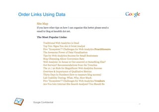 Order Links Using Data




       Google Confidential
                             47
 
