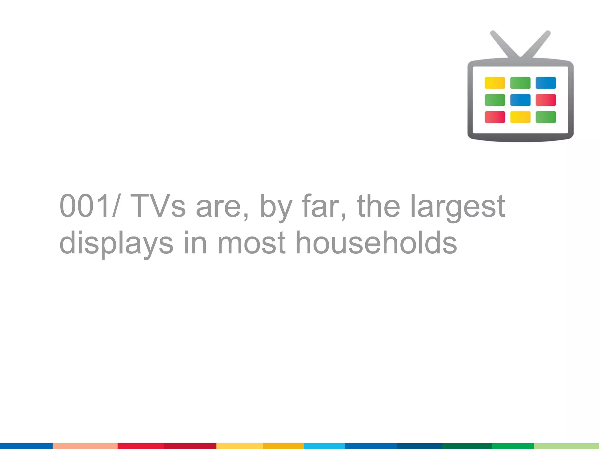 001/ TVs are, by far, the largest
displays in most households
 