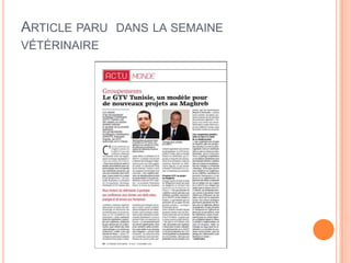 ARTICLE PARU DANS LA SEMAINE
VÉTÉRINAIRE
 