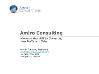 Amiro Consulting Maximize Your ROI by Converting Web Traffic into Sales Martin Tantow, President [email_address] +1 (408) 594-5250 +49 (163) 1703350 