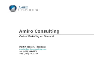Amiro Consulting Online Marketing on Demand Martin Tantow, President [email_address] +1 (408) 594-5250 +49 (163) 1703350 