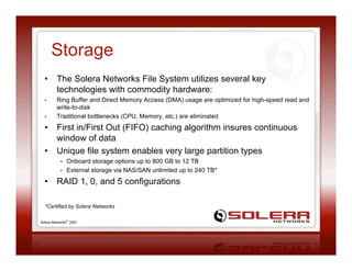 GigamonU - Solera Blend Riches, Packet Record and Playback Appliances
