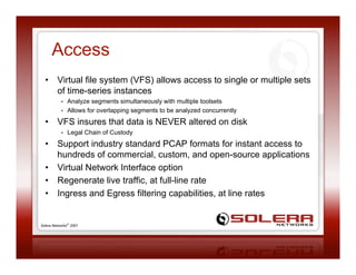 GigamonU - Solera Blend Riches, Packet Record and Playback Appliances