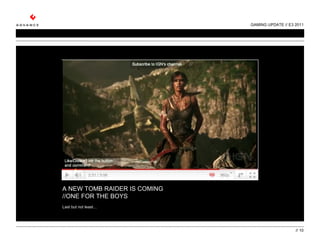 GAMING UPDATE // E3 2011 //  A NEW TOMB RAIDER IS COMING //ONE FOR THE BOYS   Last but not least… 