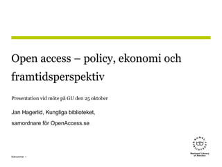 Open Access week 2011, Göteborgs universitet, Hagerlid