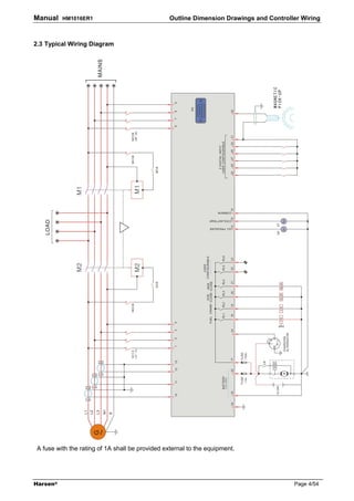 Manual    HM1016ER1                              Outline Dimension Drawings and Controller Wiring



2.3 Typical Wiring Diagram




 A fuse with the rating of 1A shall be provided external to the equipment.




Harsen®                                                                                 Page 4/54
 