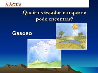 Gasoso A ÁGUA Quais os estados em que se pode encontrar? 