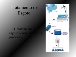 Tratamento de
   Esgoto


   O tratamento de
esgoto ocorre em vários
processos.
 