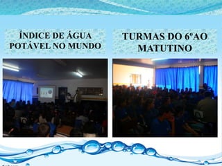 ÍNDICE DE ÁGUA
POTÁVEL NO MUNDO
TURMAS DO 6ºAO
MATUTINO
 