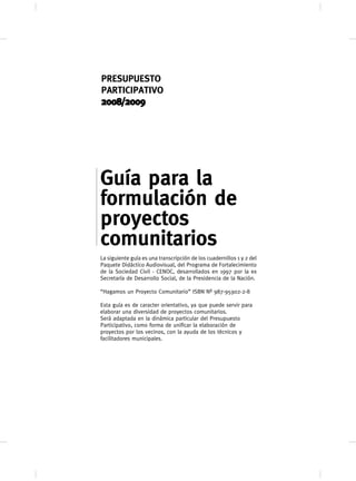 Guía para la Formulación de Proyectos Comunitarios | PDF