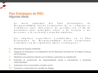 Plan De Rsc Guía para preparar un Plan de Responsabilidad Social Corporativa | PPT