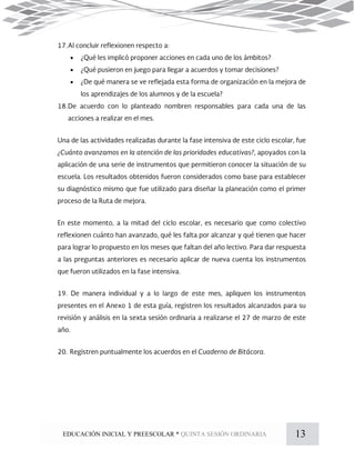 13EDUCACIÓN INICIAL Y PREESCOLAR * QUINTA SESIÓN ORDINARIA



 