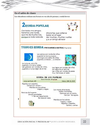 22EDUCACIÓN INICIAL Y PREESCOLAR * QUINTA SESIÓN ORDINARIA
 