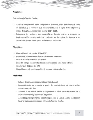 5EDUCACIÓN INICIAL Y PREESCOLAR * QUINTA SESIÓN ORDINARIA












 