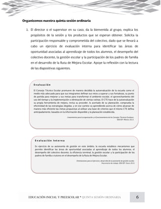 6EDUCACIÓN INICIAL Y PREESCOLAR * QUINTA SESIÓN ORDINARIA
 