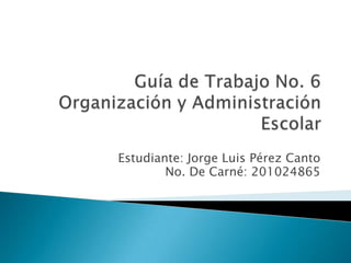 Estudiante: Jorge Luis Pérez Canto
        No. De Carné: 201024865
 