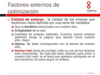 Factores externos e internos de optimización