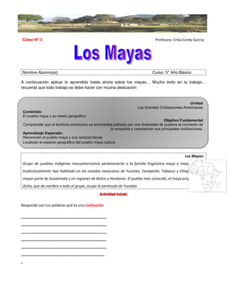 Guía de aprendizaje para el alumno  los mayas