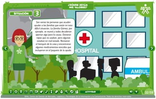 HOSPITAL
AMBULAN
Son varias las personas que acuden
ayudar a las familias que están en esta
difícil situación. La familia Gómez, por
ejemplo, se reunió y todos decidieron
aportar algo para la causa. Donaron
ropas que no usaban, pero algunas
estaban en mal estado. Revisaron
el botiquín de la casa y encontraron
algunos medicamentos vencidos que
incluyeron en el paquete de la ayuda.
3situación
¿dónde están
mis valores?
/5932
SENA, Centro de Gestión de Mercados, Logística y Tecnologías de la Información y la Comunicación.Todos los derechos reservados
actividad
 