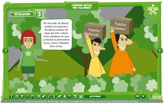 Familia
Rincón
Familia
Gómez
Por otro lado, los Rincón,
también se reunieron y
decidieron comprar las
cosas que iban a donar,
como: productos de aseo
y artículos no perecederos
(arroz, aceite, enlatados,
entre otros).
3situación
¿dónde están
mis valores?
/5933
SENA, Centro de Gestión de Mercados, Logística y Tecnologías de la Información y la Comunicación.Todos los derechos reservados
actividad
 