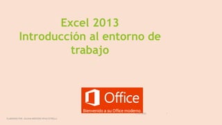 Excel 2013
Introducción al entorno de
trabajo
11/01/2022
ELABORADO POR: JULIANA MERCEDES RIVAS ESTRELLA
1
 