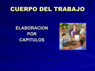 CUERPO DEL TRABAJO ELABORACION  POR  CAPITULOS   