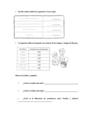 Guía de medidas arbitrarias y convencionales1º y 2º básico