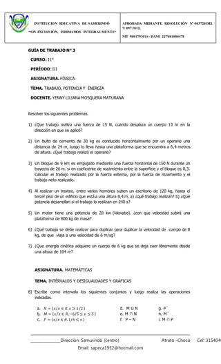 INSTITUCION EDUCATIVA DE SAMURINDÓ 
“SIN EXCLUS IÓN, FORMAMOS INTEGRALMENTE“ 
APROBADA MEDIANTE RESOLUCIÓN Nº 003720 DEL 
...