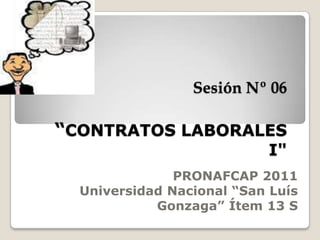 Sesión Nº 06“CONTRATOS LABORALES I" PRONAFCAP 2011 Universidad Nacional “San Luís Gonzaga” Ítem 13 S 