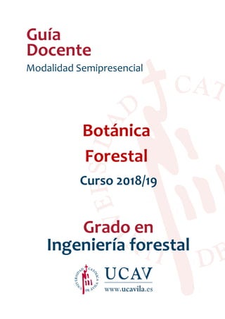 Botánica
Forestal
Curso 2018/19
Grado en
Ingeniería forestal
Guía
Docente
Modalidad Semipresencial
 