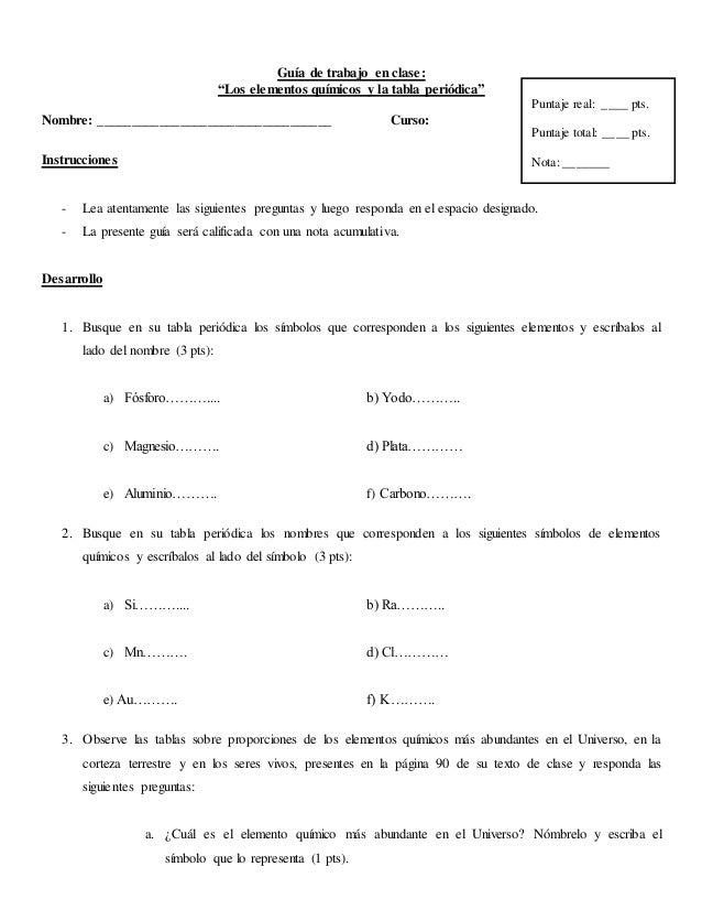 gua de trabajo en clase los elementos qumicos y la tabla peridica nombre - Tabla Periodica De Los Elementos Quimicos Nombres Y Simbolos gua de trabajo en clase los elementos qumicos y la tabla peridica nombre - Tabla Periodica De Los Elementos Quimicos Nombres Y Simbolos