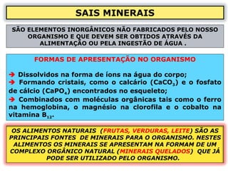 água e sais minerais | PPT