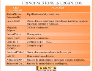 PRINCIPAIS ÍONS INORGÂNICOS
11
 