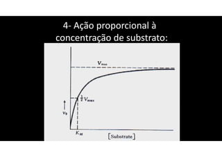 4- Ação proporcional à
concentração de substrato:
 