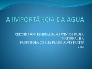CRECHE PROFª ESMERALDA MARTINI DE PAULA
MATERNAL II A
PROFESSORA CIBELLY PRADO ALVES PRATES
2014
 