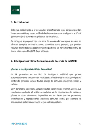 Guía la inteligencia artificial generativa Profesores. | PDF