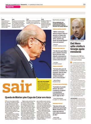 13BOM DIA GUAIANAS & CID. TIRADENTES - 2a
. QUINZENA DE MAIO 2015
Esporte
 