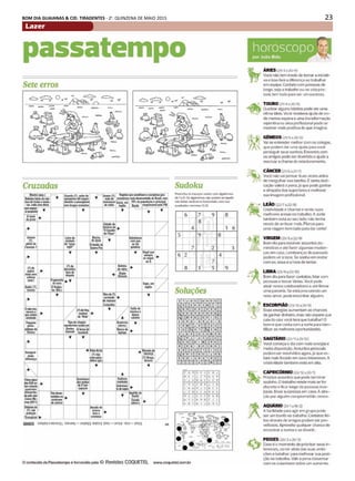 23BOM DIA GUAIANAS & CID. TIRADENTES - 2a
. QUINZENA DE MAIO 2015
Lazer
 