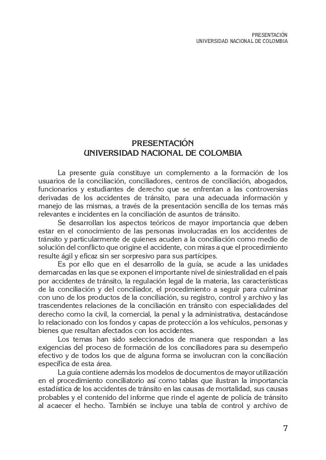 Guía institucional de conciliación en tránsito (Min. Justicia)