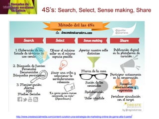 4S’s: Search, Select, Sense making, Share 
http://www.orestesocialmedia.com/content-curation-una-estrategia-de-marketing-o...
