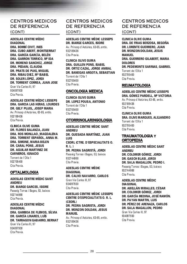 Guia Medica Adeslas Barcelona 2013