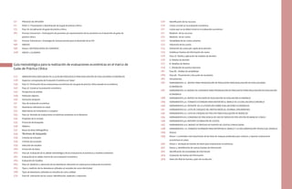 171	 PROCESO DE DIFUSIÓN
171	 PASO 17. Presentación y diseminación de la guía de práctica clínica
173 	 Paso 18. Actualización de guías de práctica clínica	
182	 Proceso transversal 1. Participación de pacientes y/o representantes de los pacientes en el desarrollo de guías de 		
	 práctica clínica
192	 Proceso Transversal 2. Estrategia de comunicaciones para el desarrollo de la GPC
196	 ANEXOS
196	 Anexo 1 METODOLOGÍAS DE CONSENSO
208	 ANEXO 2 GLOSARIO
227 	 ABREVIATURAS EMPLEADAS EN LA GUÍA METODOLÓGICA PARA REALIZACIÓN DE EVALUACIONES ECONÓMICAS	
228 	 Aspectos conceptuales de Evaluación Económica en Salud
245 	 Paso 1E. Priorización de las evaluaciones económicas de una guía de práctica clínica basada en la evidencia
247 	 Paso 2E. Enmarcar la evaluación económica
247 	 Perspectiva de análisis
249 	 Población objetivo
250 	 Horizonte temporal
251	 Tipo de evaluación económica
251	 Desenlaces relevantes en salud
252 	 Alternativas de tratamiento a comparar
255 	 Paso 3E. Revisión de evaluaciones económicas existentes en la literatura
255 	 Propósito de la revisión
255 	 Protocolo de búsqueda
256 	 Objetivo
257 	 Bases de datos bibliográficas
259 	 Términos de búsqueda
259 	 Criterios de inclusión
259 	 Criterios de exclusión
259 	 Selección de estudios
260 	 Extracción de datos
262 	 Paso 4E. Evaluación de la calidad metodológica de las evaluaciones económicas y modelos existentes
262 	 Evaluación de la validez interna de una evaluación económica
263	 Evaluación de modelos
265 	 Paso 5E. Medición y valoración de los desenlaces relevantes en salud para la evaluación económica
265 	 Tipos y medición de los desenlaces utilizados en estudios de costo efectividad
266 	 Tipos de desenlaces utilizados en estudios de costo utilidad
270 	 Paso 6E. Estimación de los costos: Identificación, medición y valoración
270 	 Identificación de los recursos
270 	 Costos a incluir en la evaluación económica
271	 Costos que no se deben incluir en la evaluación económica:
271	 Medición de los recursos
272 	 Medición de los costos
272	 Variabilidad de los costos unitarios
273	 Valoración de los costos
273 	 Estimación de costos per cápita de la atención
274 	 Establecer fuentes de información de costos
276 	 Paso 7E. Diseño y aplicación de modelos de decisión
276 	 A. Árboles de decisión
277	 B. Modelos de Markov
279 	 C. Simulación de eventos discretos
281 	 Paso 8E. Análisis de sensibilidad
284 	 Paso 9E. Presentación y discusión de resultados
287 	 Herramientas
287 	 HERRAMIENTA 1-E. MATRIZ PARA PRIORIZACIÓN DE PREGUNTAS PARA REALIZACIÓN DE EVALUACIONES 		
	ECONÓMICAS	
287 	 HERRAMIENTA 2-E: MATRIZ DE CONSENSO PARA PRIORIZACIÓN DE PREGUNTAS PARA REALIZACIÓN DE EVALUACIÓN 	
	ECONÓMICA
288	 HERRAMIENTA 3-E: MATRIZ DE DECISIÓN DE REALIZACIÓN DE EVALUACIÓN ECONÓMICA
289 	 HERRAMIENTA 4-E. FORMATO ESTÁNDAR PARA REPORTAR EL MARCO DE LA EVALUACIÓN ECONÓMICA
290 	 HERRAMIENTA 5-E. REVISIÓN DE LA LITERATURA SOBRE EVALUACIONES ECONÓMICAS
291	 HERRAMIENTA 6-E. LISTA DE CHEQUEO DEL BRITISH MEDICAL JOURNAL (DRUMMOND)
292 	 HERRAMIENTA 7-E. LISTA DE CHEQUEO DE PHILLIPS PARA EVALUACIÓN DE MODELOS
295 	 HERRAMIENTA 8-E: CONSENSO DE FRECUENCIA DE USO DE SERVICIOS POR OPCIÓN DE MANEJO CLÍNICO
296 	 HERRAMIENTA 9-E: REPORTE ESTIMACIÓN DE COSTOS
297 	 HERRAMIENTA 10-E. MATRIZ DE SÍNTESIS DE FUENTES DE COSTOS CONSULTADAS
298 	 HERRAMIENTA 11-E. FORMATO ESTÁNDAR PARA REPORTAR EL MARCO Y LA DOCUMENTACIÓN TÉCNICA DEL MODELO
299 	 Anexos
299 	 Anexo 1. Contenidos más importantes de las listas de chequeo publicadas para conducir y reportar evaluaciones 		
	 económicas en salud.
300 	 Anexo 2. Jerarquía de fuentes de datos para evaluaciones económicas.
302	 Anexo 3. Identificación de nuevas fuentes de información
302 	 Identificación de necesidades de información
304	 Evaluación de fuentes de información	
304	 Selección final de fuentes y plan de recolección
Guía metodológica para la realización de evaluaciones económicas en el marco de
Guías de Práctica Clínica
 