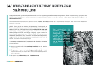 11 / GUÍA migrant-ESS ALMENDRALEJO 2021
RECURSOS PARA COOPERATIVAS DE INICIATIVA SOCIAL
SIN ÁNIMO DE LUCRO
04 /
Una cooper...