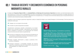 6 / GUÍA migrant-ESS ALMENDRALEJO 2021
El objeto del Programa Migrant-ESS es la empleabilidad y el liderazgo de las person...